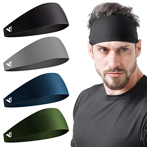 Vgogfly Running Headbands for Men Sweatbands Sports Sweat Bands Mens Workout Thin Fitness Gym Yoga 4 Pack…