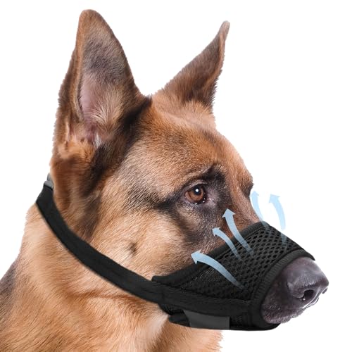 Dog Muzzle, Soft Mesh Muzzle for Small Medium Large Dogs Anti Biting Barking Chewing with Adjustable Strap, Breathable Drinkable Pets Muzzle for German Shepherd Chihuahua Labrador Grooming (M)