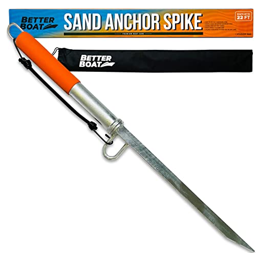 Sand Spike Boat Anchor Pole for Boats Jetski Pontoon Kayak Jet Ski Boating | Large & Small Slide Pole Stick System for Shallow Water Shore, Sandbar, Beach & Land with Bag for Accessories