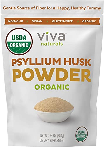 Viva Naturals Organic Psyllium Husk Powder (1.5 lbs) - Easy Mixing Fiber Supplement, Finely Ground & Non-GMO Powder for Promoting Regularity