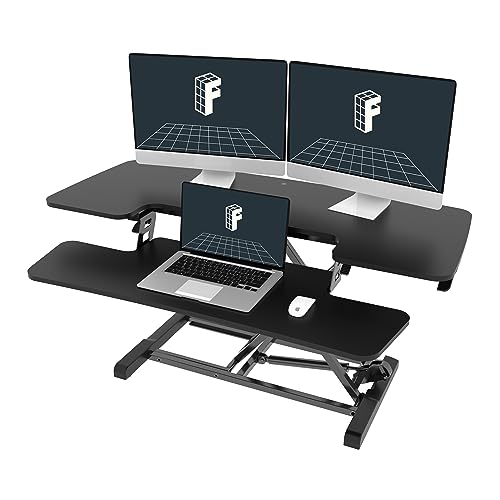 FLEXISPOT Standing Desk Converter 40in Sit to Stand up Desk Riser Height Adjustable Computer Workstation with Spacious 2-Tier Desktop Black