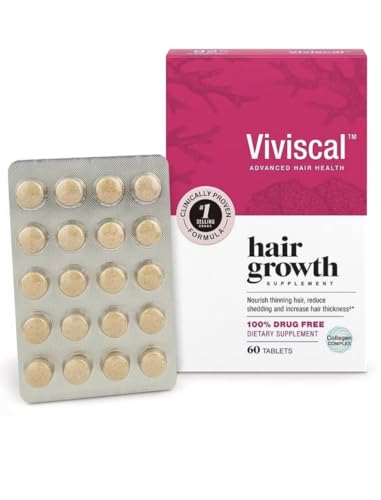 Viviscal Hair Growth Supplements for Women to Grow Thicker, Fuller Hair, Clinically Proven with Proprietary Collagen Complex, 60 Count (Pack of 1), 1 Month Supply