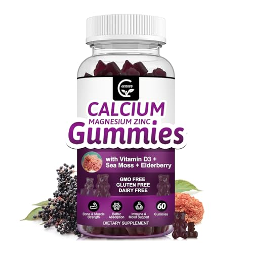 GORNVB Calcium Magnesium Zinc Gummies with High Absorption Magnesium, Potassium, D3 - for Bone, Muscles, Immune & Sleep Support, Vegan