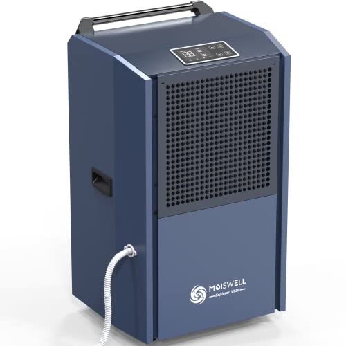 Moiswell 305 Pint Commercial Dehumidifier for Industrial Sites, Commercial-Grade Dehumidifiers with Drain Hose for Large Spaces Basements, Warehouse, Flood Water Damage Restoration, 5-Year Warranty