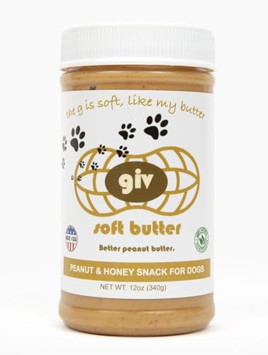 giv soft butter Dog Peanut Butter - 12oz jar of Healthy Snacks, Protein Snacks and Dog Treats - Perfect for Pill Pockets for Dogs, Lick mat for Dogs, Dog Training Treats and Healthy Dog Food