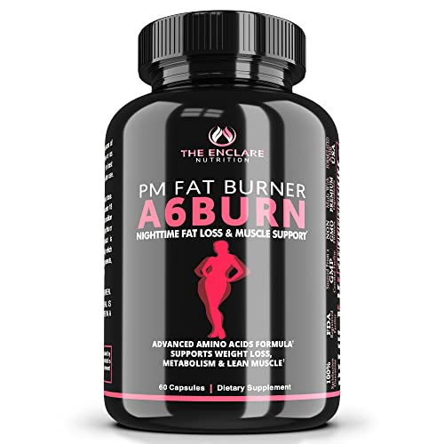 A6BURN Night Time Fat Burner Sleep Aid. Weight Loss for Women And Men, Metabolism Booster, Appetite Suppressant for Weight Loss, Diet Pills. Post Workout Muscle Recovery Amino Acids And Immune Support