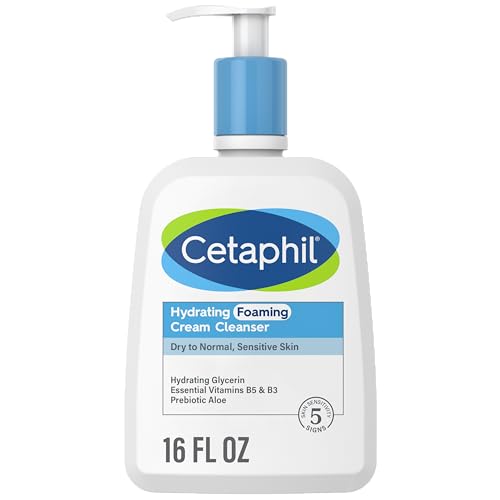 Cetaphil Cream to Foam Face Wash, Hydrating Foaming Cream Cleanser, 16 oz, For Normal to Dry, Sensitive Skin, with Soothing Prebiotic Aloe, Hypoallergenic, Fragrance Free (Packaging May Vary)