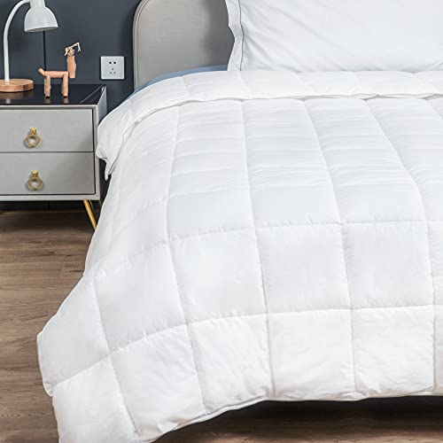 sunflower 100% Cotton Queen Duvet Insert, White Down Alternative Cotton Comforter, All Season Lightweight 8 Corner Tabs & Soft & Breathable & Noiseless