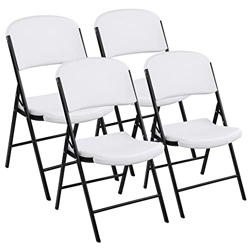 Signature Folding Plastic Chair with 500-Pound Capacity, White, 4-Pack