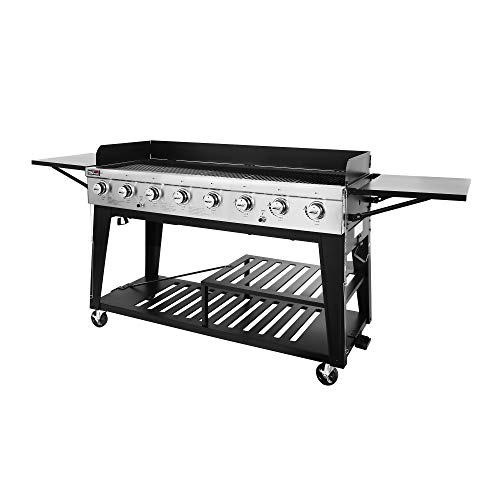 Royal Gourmet 8-Burner Gas Grill, 104,000 BTU Liquid Propane Grill, Independently Controlled Dual Systems, Outdoor Party or Backyard BBQ, Black