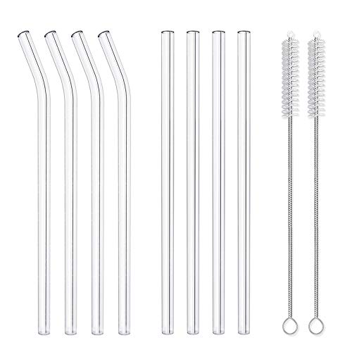 8 Pack Reusable Glass Drinking Straws - 10