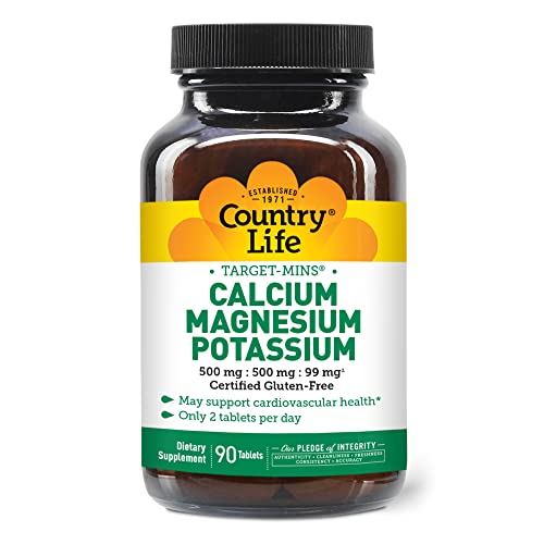 Country Life, Target-Mins Calcium Magnesium Potassium, Support Health, Daily Supplement, 90 ct