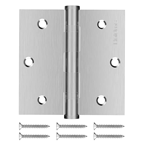 Haidms 3Pack 304 Stainless Steel Silver Ball Bearing Hinges Heavy Duty Door Hinges Brushed Nicekel 3.5 * 3.5 inch Door Hinge Brushed Nickel Door Hinges Interior Door Hinges with Square Corner