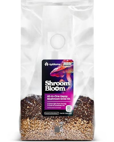 NuBlume All-in-One Mushroom Grow Kit Easiest Way to Grow Your Own Fresh Mushrooms Spores Like Magic | Sterilized Grain Spawn & Substrate Bag for Indoor Growing