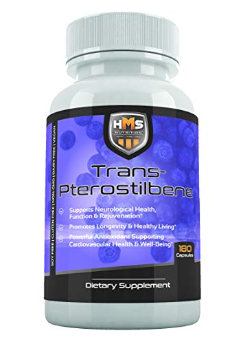 HMS Nutrition Potent Trans-Pterostilbene - 200mg, 180 Vegan Capsules - Antioxidant Supplement - Gluten, Soy & Dairy Free