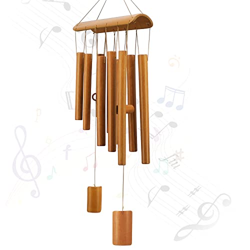Virekm Windchimes Outdoors, Memorial Wind Chimes, Bamboo Wind Chimes for Outside Clearance Deep Tone for Patio Garden Home Décor, Natural Beautiful Sound