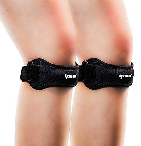 IPOW 2 Pack Knee Pain Relief & Patella Stabilizer Knee Strap Brace Support for Hiking, Soccer, Basketball, Running, Jumpers Knee, Tennis, Volleyball & Squats.