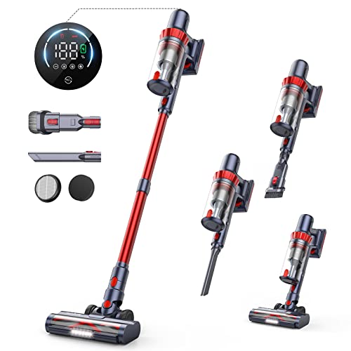 HONITURE Cordless Vacuum Cleaner, 450W 38Kpa Stick Vacuum Cordless with LCD Smart Touchscreen, Max 55mins, 7-Layer Hepa, 6 in 1 Lightweight Handheld Vacuum for Hardwood Floors,Carpets,Stairs,Pet Hair