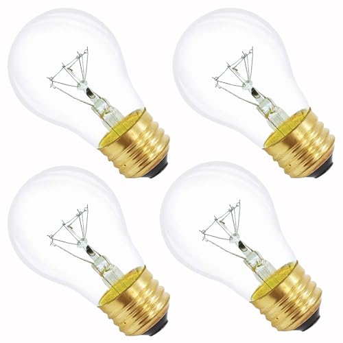 40 Watt A15 Appliance Incandescent Clear Light Bulb,120V E26 High Heat Light Bulbs for 16-Inch Lava Lamp,Microwave Oven,Range Hood, Refrigerator,2700K Warm White,4-Pack