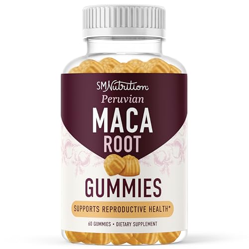 Maca Root Gummies for Drive, Performance & Energy Support | Hormone Balance for Women and Men | Herbal Supplements with Natural Peach Flavor, 200MG Extra Strength | Vegetarian, Non-GMO | 60 Gummies