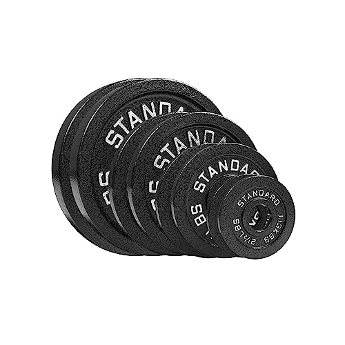 Steel Olympic Plates 85lb Set - Olympic Standard Premium Coated Pairs of 25lb, 10lb, 5lb, and 2.5lb for Weight Lifting Powerlifting