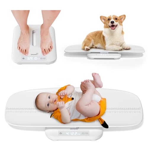 GROWNSY Baby Scale, Multifunctional Baby Weight Scale, Pet Scale for Puppy, Cat, Adult Scale Up to 330lbs, Accurate Digital Scale with Hold Function, 27-inch Height Measurement, 5 Units, LED Screen