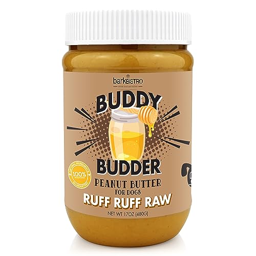 BUDDY BUDDER Bark Bistro, 100% Natural Dog Peanut Butter Treats, Dog Enrichment, Pill Pocket, Made in USA, (17 oz Jars)