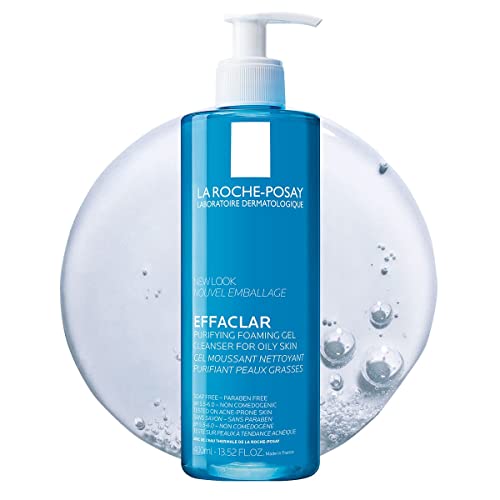 La Roche-Posay Effaclar Purifying Foaming Gel Cleanser for Oily Skin, Alcohol Free Acne Face Wash, Oil Absorbing Deep Pore Cleanser, Oil Free, Light Scent and Safe for Sensitive Skin