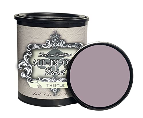 ALL-IN-ONE Paint, Thistle (Gray Purple), 32 Fl Oz Quart. Durable cabinet and furniture paint. Built in primer and top coat, no sanding needed.