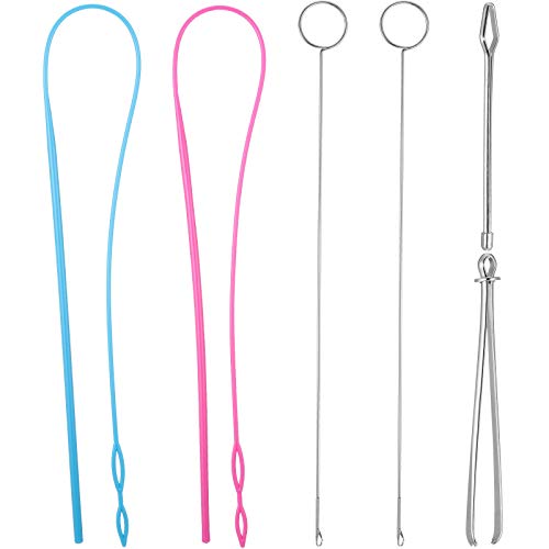 6 Pieces Sewing Loop Kit, Include Loop Turner Hook Flexible Drawstring Threader Metal Tweezers Long Loop Turner Tool with Latch for Fabric Belts Strips DIY Knitting Accessories