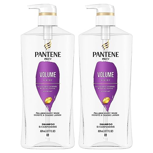 Pantene Shampoo Twin Pack with Hair Treatment, Volume & Body for Fine Hair, Safe for Color-Treated Hair