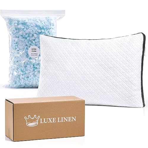 Luxe Linen King Size Pillows, Shredded Memory Foam Pillows, Adjustable Bed Pillow for Sleeping, 20