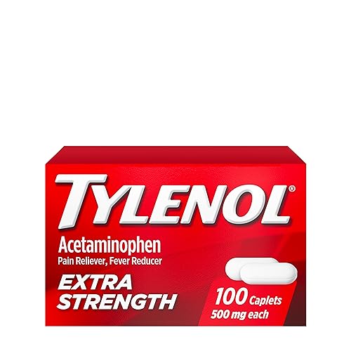 Tylenol Extra Strength Caplets with 500 mg Acetaminophen Pain Reliever Fever Reducer ct, no Flavour, 100 Count