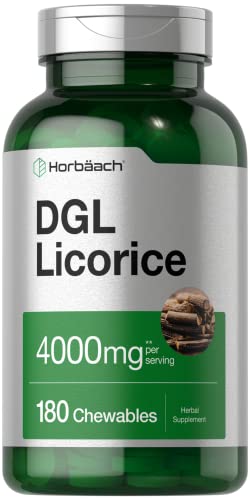 DGL Licorice Chewable Tablets | 4000mg | 180 Count | Vegetarian and Non-GMO | Deglycyrrhizinated Licorice Root Extract | by Horbaach