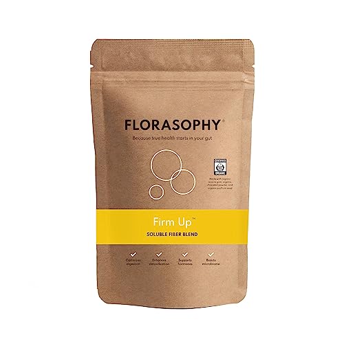 Florasophy Firm Up Organic Soluble Fiber Supplement for Digestive Gut Health, Diarrhea Control & IBS Relief, Gluten Free Vegan Prebiotic Powder, One Month Supply