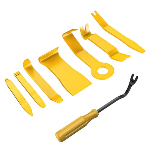 GOOACC 8PCS Auto Trim Scratch Removal Tool Car Audio Dash Panel Window Molding Fastener Remover Tool Kit-Yellow