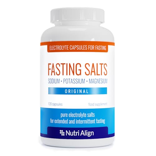 Fasting Salts Capsules: Pure Electrolytes for Fasting. Sodium, Potassium, Magnesium. Fasting Electrolytes Supplement from Nutri-Align Fasting Range. 120 Capsules.