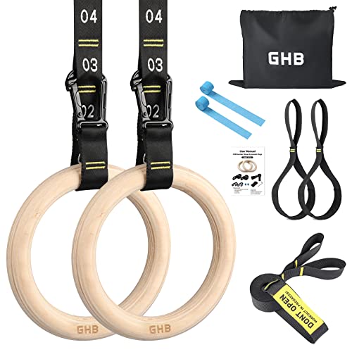 GHB Gymnastic Rings Wooden Gym Rings 1.25