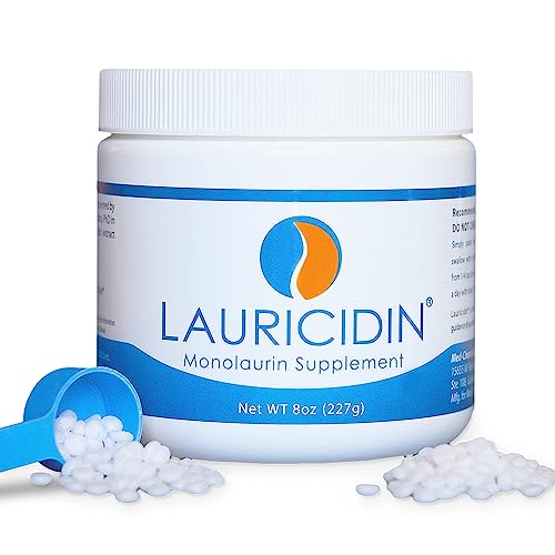 Lauricidin Monolaurin Supplement for Immune Support - Gut Health - High Potency Monolaurin Pellets, 3000mg per Serving- 227g per 8oz Jar