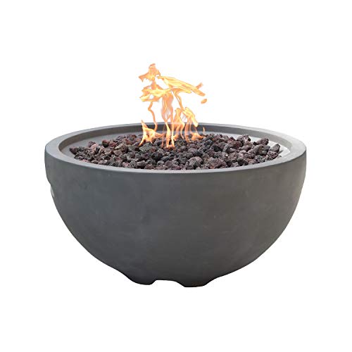 MODENO Outdoor Fire Pit Natural Gas Garden Fire Bowl, 40,000 BTU CSA Certified Firepit，Auto-Ignition System, Lava Rock&PVC Cover Included (26 x 26 x 14
