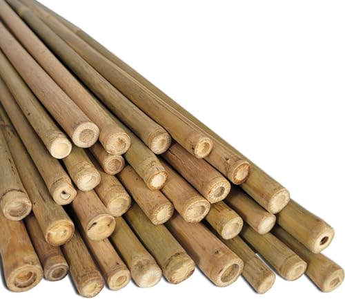 HAHIZIN Plant Stakes Natural Garden Bamboo Sticks for Indoor and Outdoor Plants, 20pcs Plant Support Stakes for Tomatoes, Beans, Potted Plants - 18 inches
