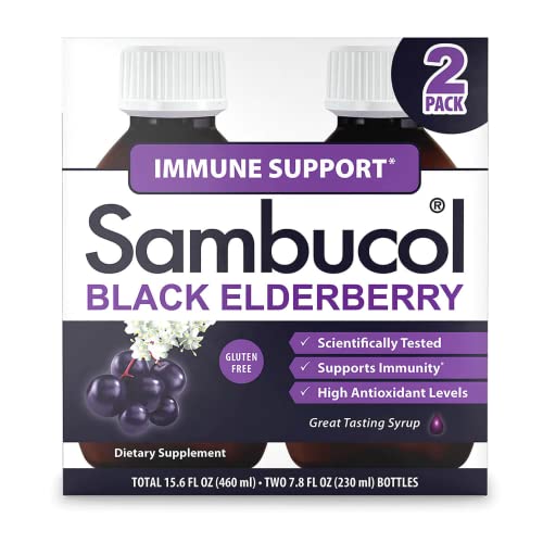 Sambucol Black Elderberry Syrup - Sambucus Syrup, Black Elderberry Liquid, Immune Support for Kids and Adults, High Antioxidants, Gluten Free - Original Formula, 7.8 Fl Oz, 2-Pack