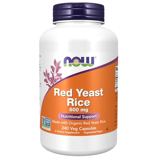 NOW Supplements, Red Yeast Rice 600 mg, Made with Organic Red Yeast Rice, 240 Veg Capsules