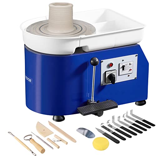 VEVOR Pottery Wheel, 11in Ceramic Wheel Forming Machine, Adjustable 0-300RPM Speed Handle and Foot Pedal Control, ABS Detachable Basin Sculpting Tool Apron Accessory Kit for Work Art Craft DIY 350W