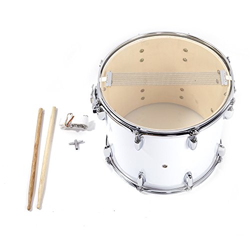 Ktaxon 14 x10 inches Marching Drum, Snare Drums Suitable for Students with Pair of Drumsticks, Key, and Strap (White)
