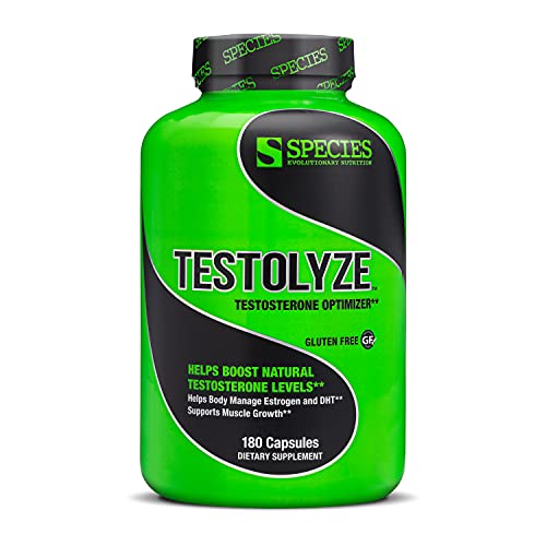 Species Nutrition Testolyze Natural Testosterone Booster, Made with 1250mg Tribulus, DIM, Indole 3 Carbinol, Saw Palmetto, T Booster, Supplement for Bodybuilding, Increased Libido 180 Caps