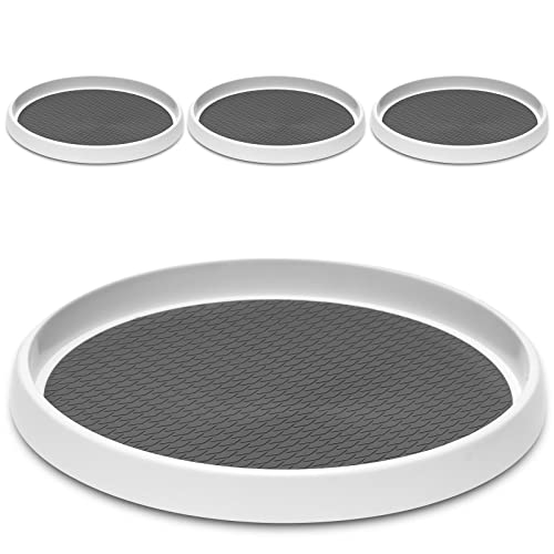 [ 4 Pack ] 12 Inch Non-Skid Turntable Lazy Susan Organizers - Spinning Rack for Cabinet, Pantry Organization and Storage, Kitchen, Fridge, Vanity, Countertop, Under Sink Organizing, Spice Spinner