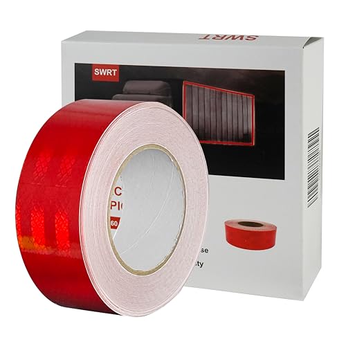 SWRT 2 Inch X 30 FT Reflective Tape Outdoor Waterproof DOT-C2 Fade Resistant Red Reflective Tape Strong Adhesive Safety Warning Tape Reflector Conspicuity Tape for Trailer Trucks Bikes