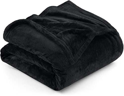 Utopia Bedding Fleece Blanket Full Size Black 300GSM Luxury Fuzzy Soft Anti-Static Microfiber Bed Blanket (90x84 Inches)