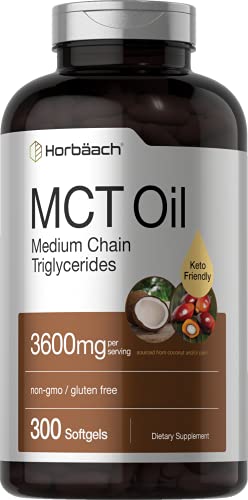 Keto MCT Oil Capsules 3600mg | 300 Softgels | Coconut Oil Pills | Non-GMO and Gluten Free Formula | High Potency and Value Size Supplement | by Horbaach